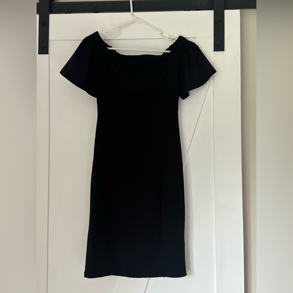 Black off the shoulder mini dress
